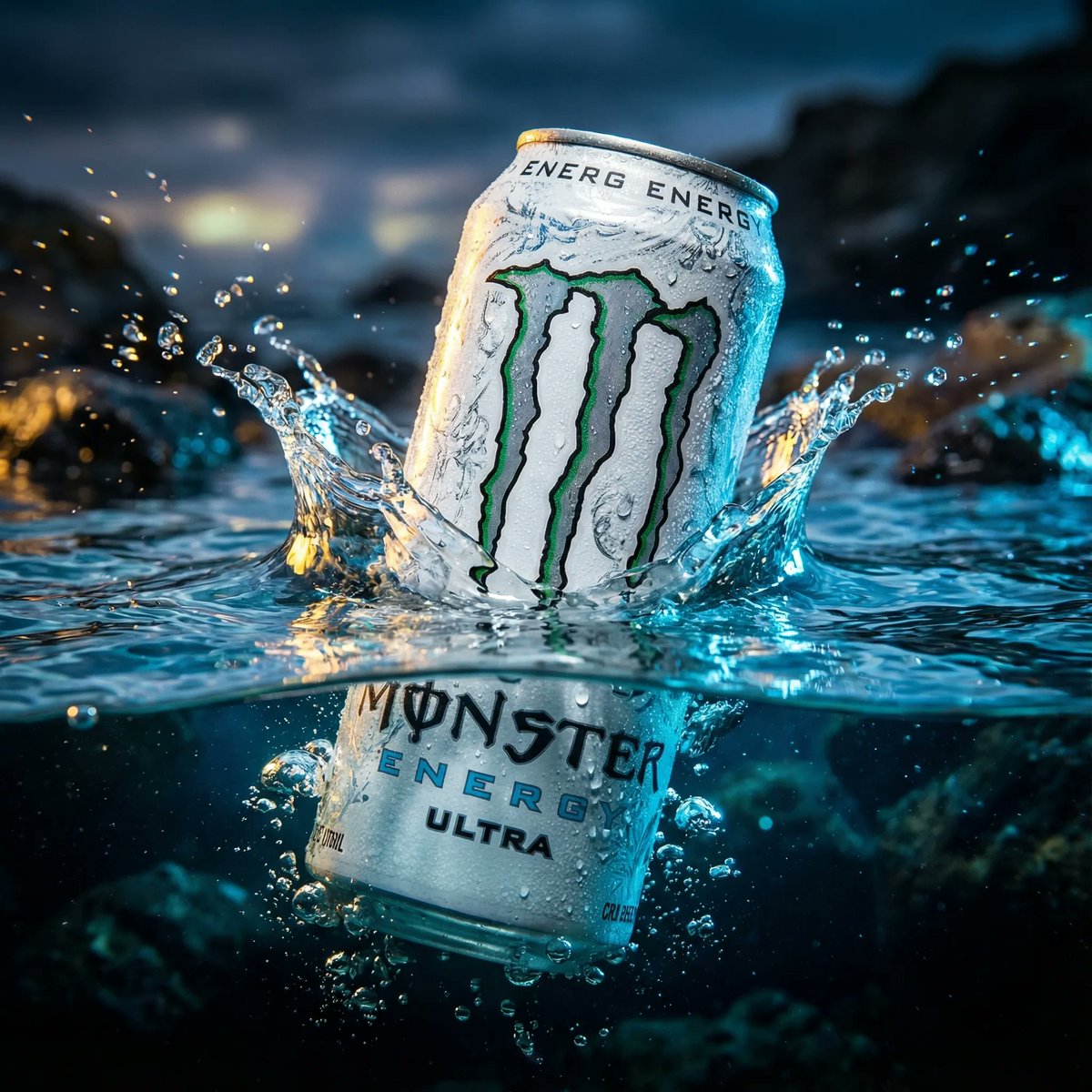 Monster Energy Can Water Splash Visual