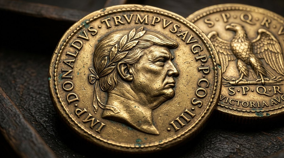Hyperrealistic Roman Coin Close-up