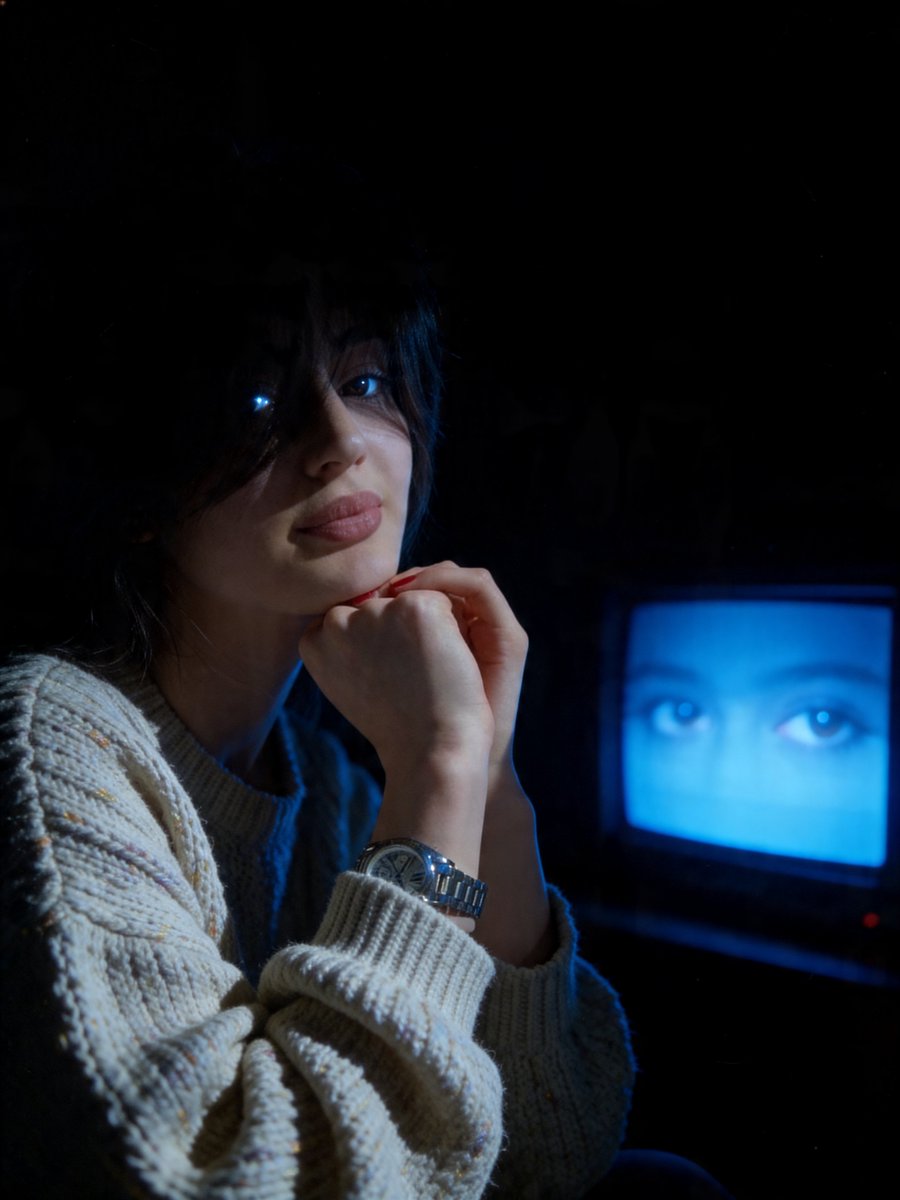 Blue TV Glow Late Night Portrait