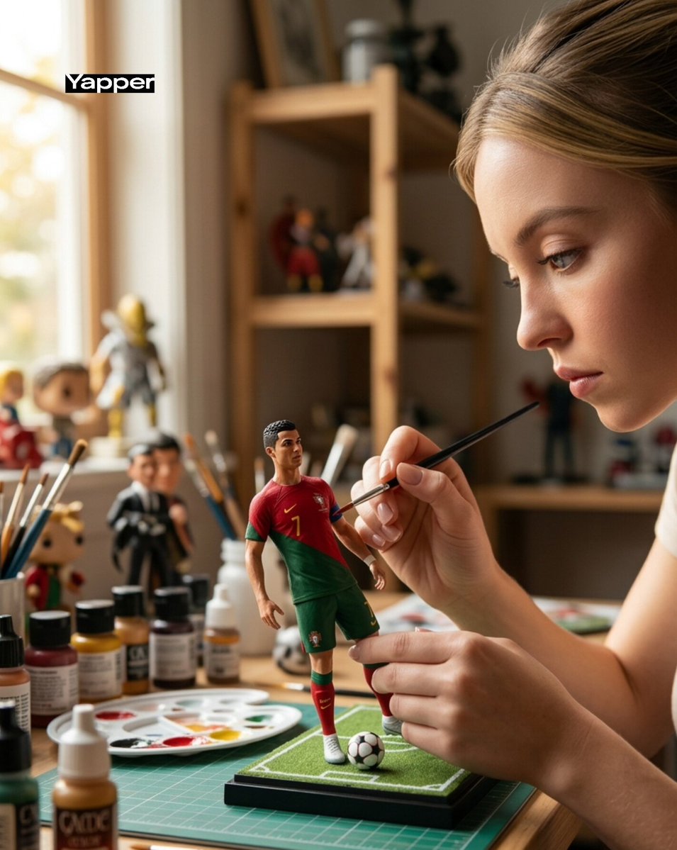 Artist Painting Ronaldo Miniature Figurine