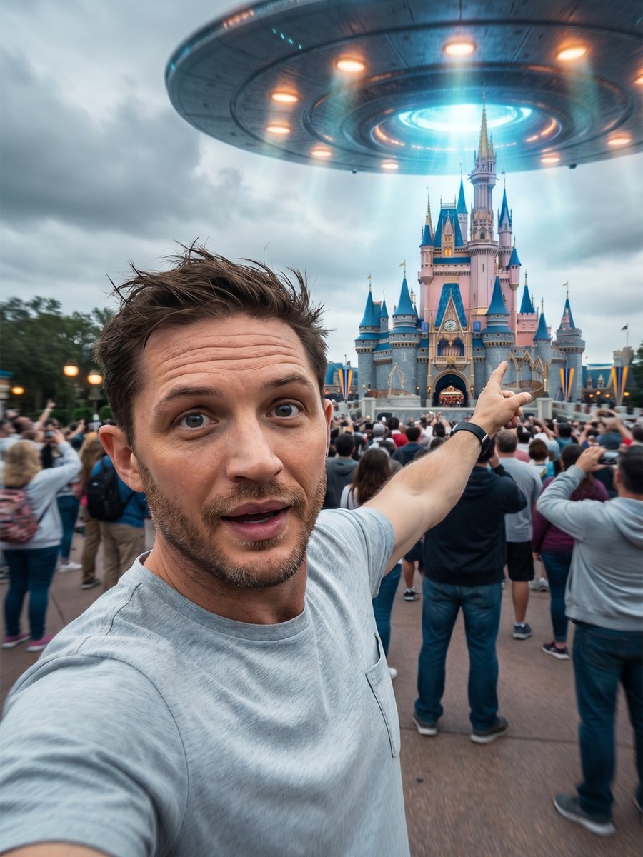 UFO Invasion Selfie at Theme Park