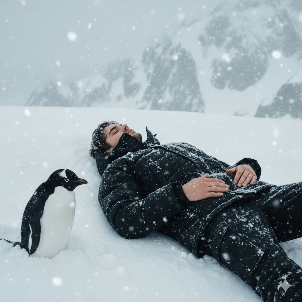 Tired penguin with paper crown