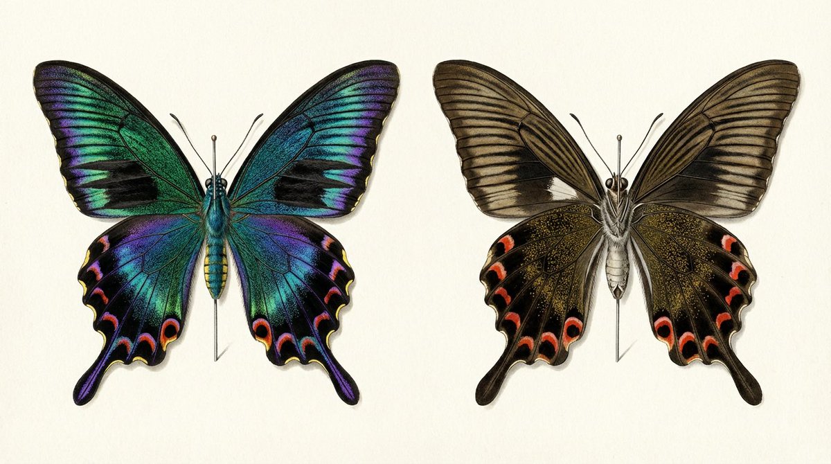 Swallowtail Specimen Iridescence vs Matte