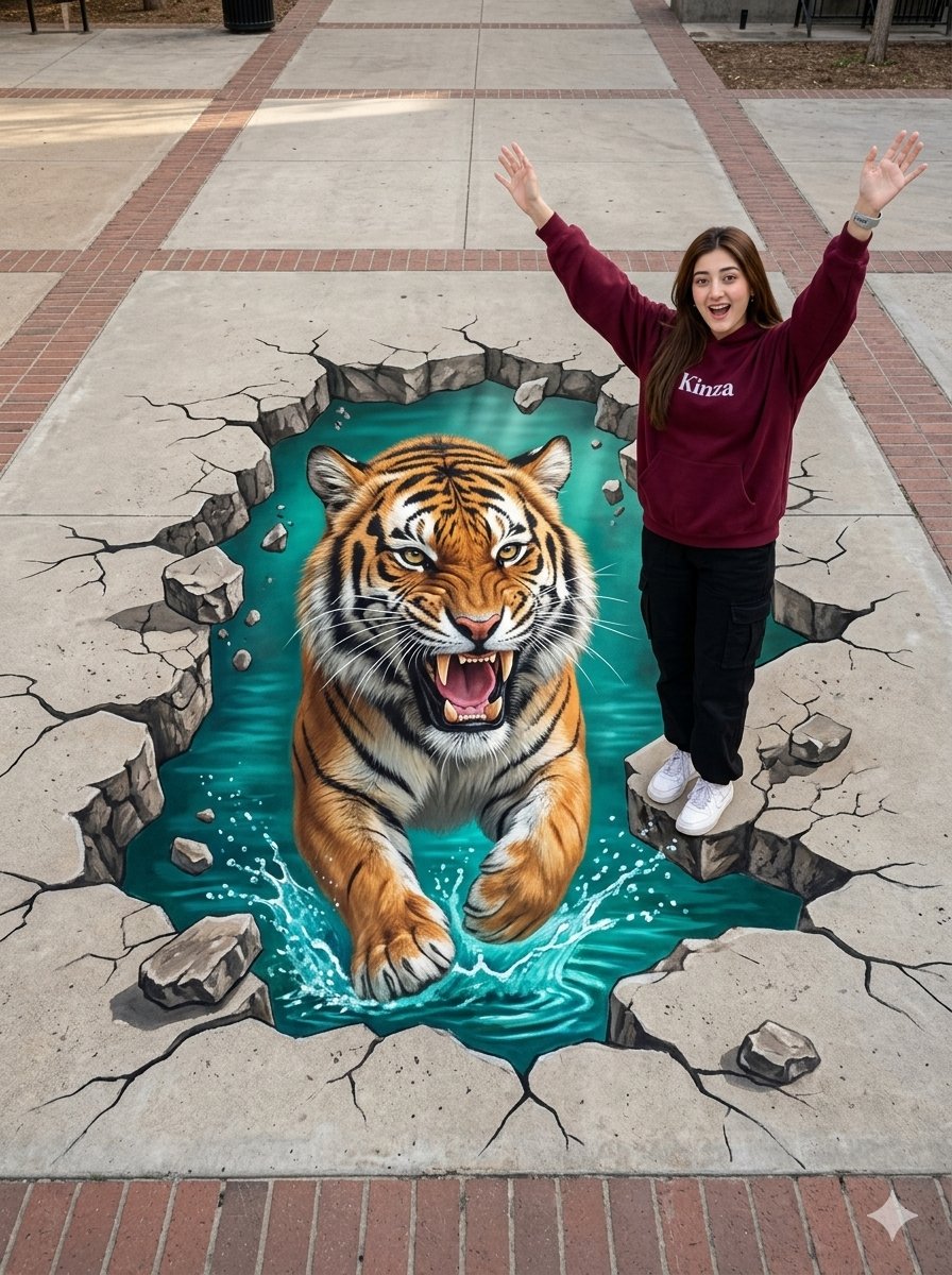 Roaring Tiger 3D Street Art