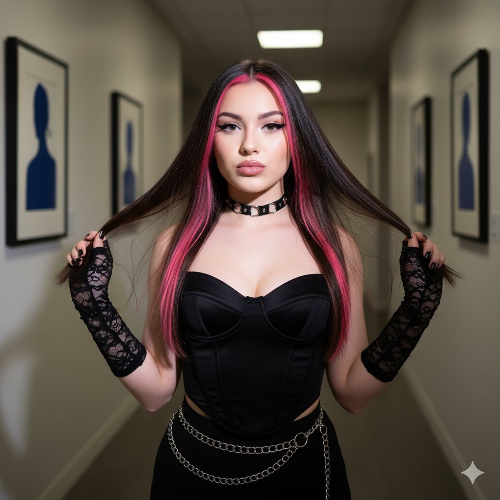 Y2K Flash Pink Hair Portrait