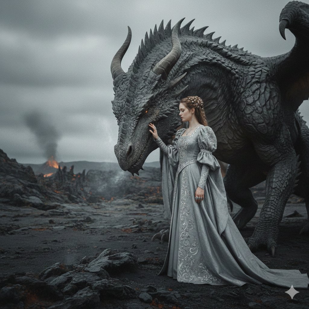 Noblewoman and Grey Dragon