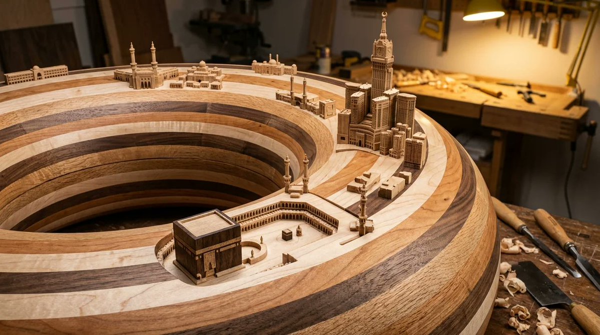 Wooden Torus Miniature City Macro