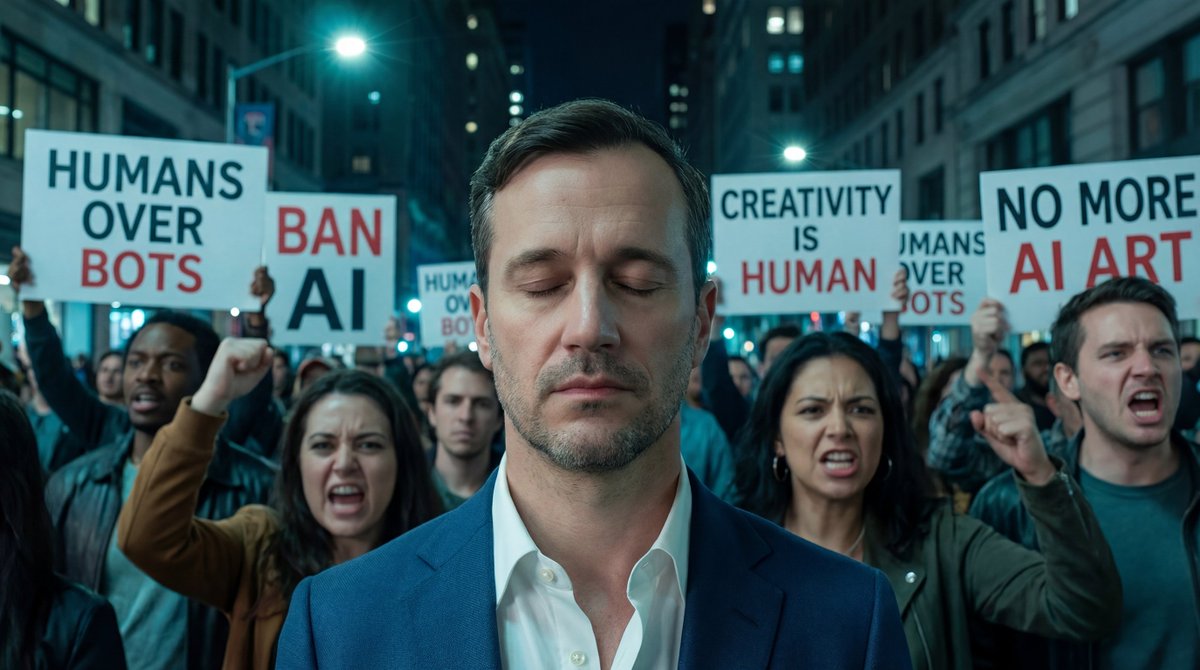 Anti AI Protest Scene