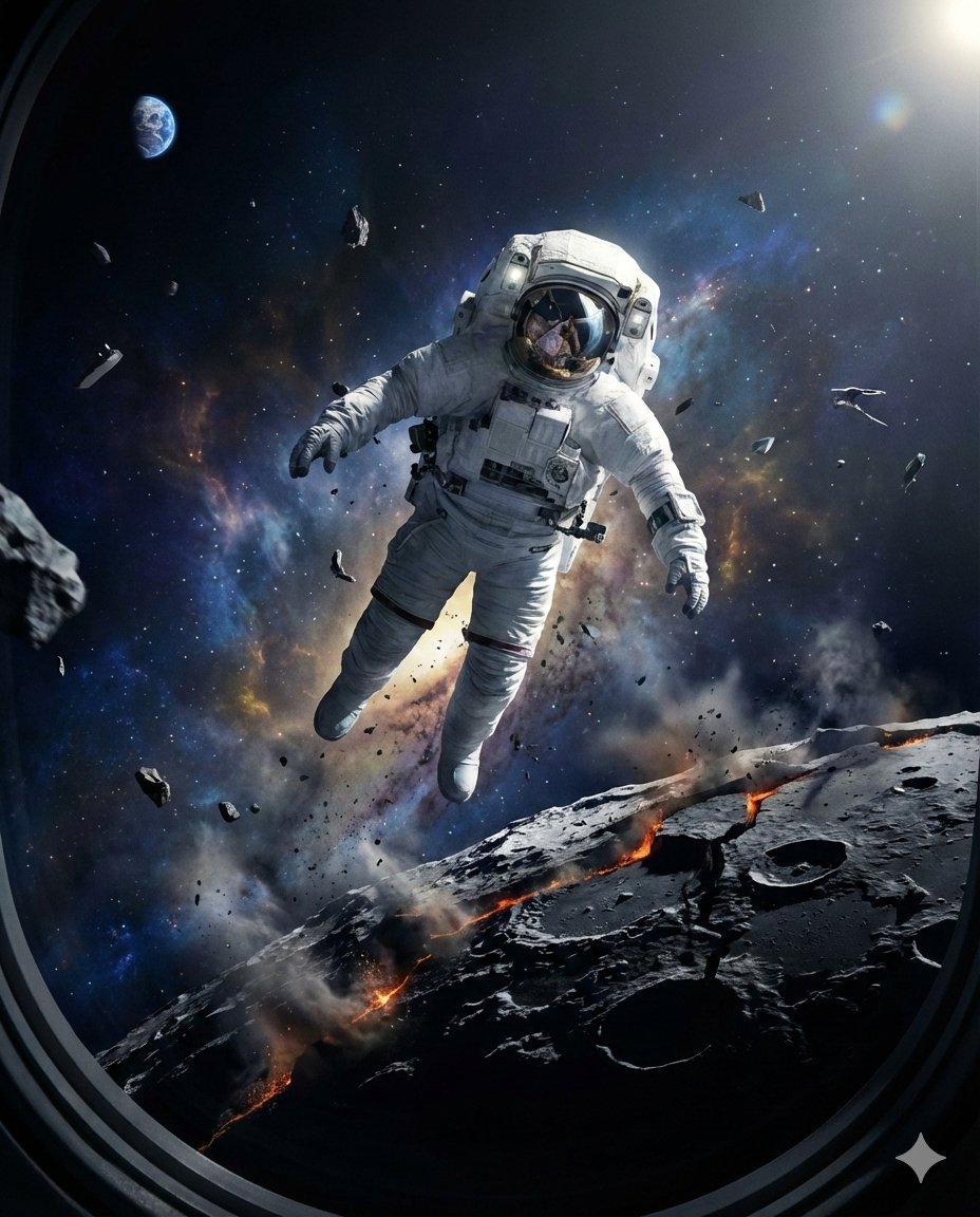 Astronaut Over Shattered Moon