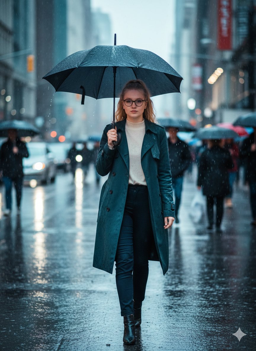 Cinematic Rainy Street Portrait