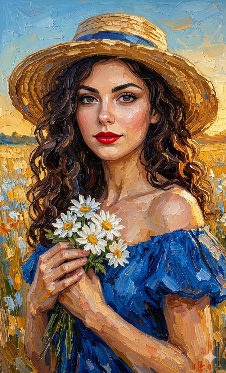 Golden Hour Portrait in Blue Dress