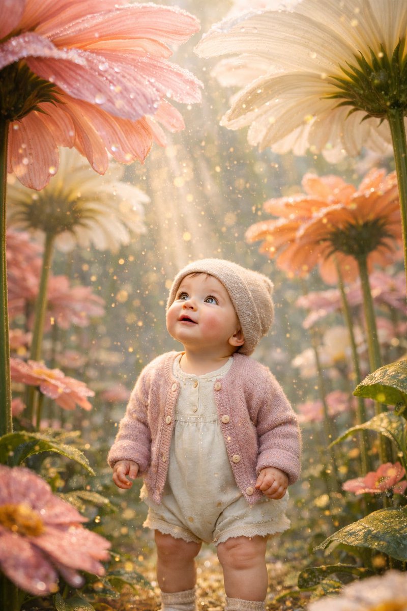 Baby in Giant Flowers