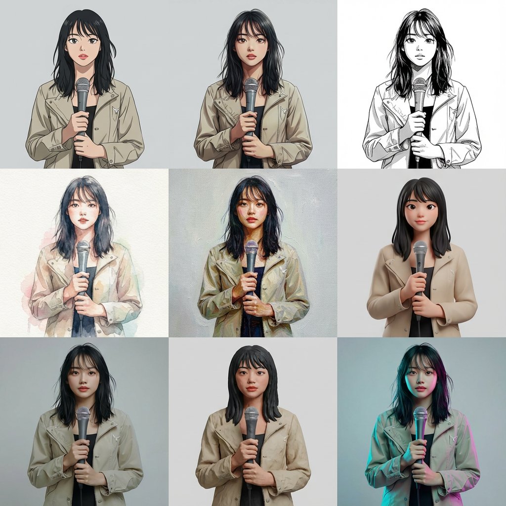 Nine Grid Art Style Comparison