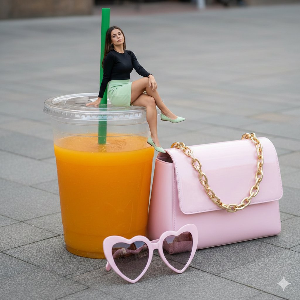 Playful Scene on Orange Juice Glass