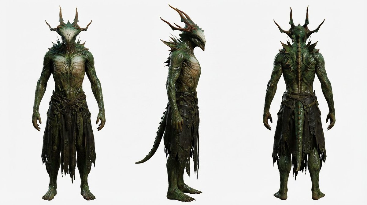 Photorealistic Character Sheet Three View