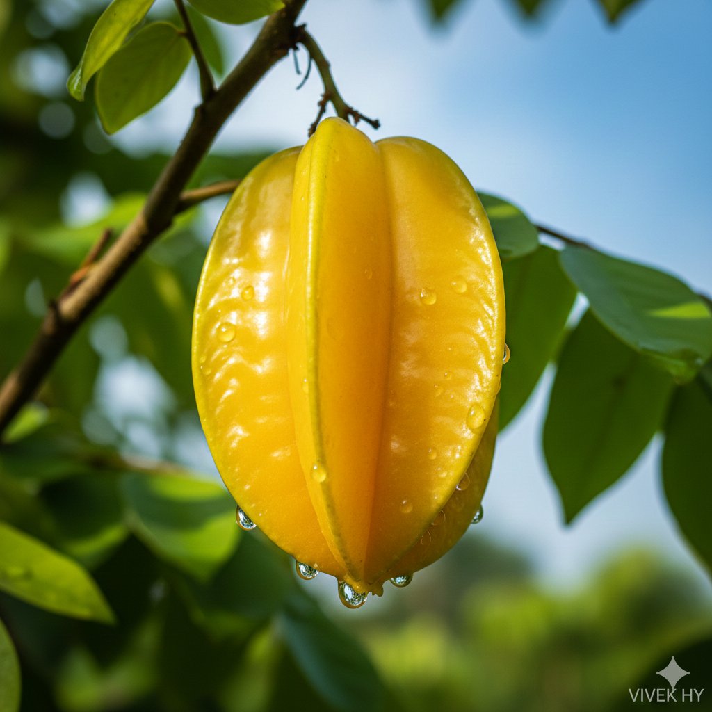 Bright Yellow Starfruit Macro