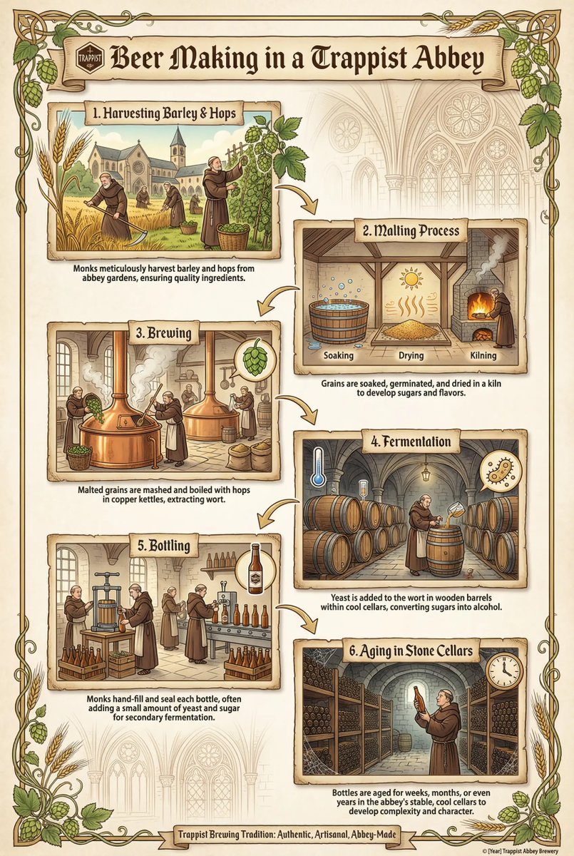 Trappist Abbey Beer Brewing Infographic