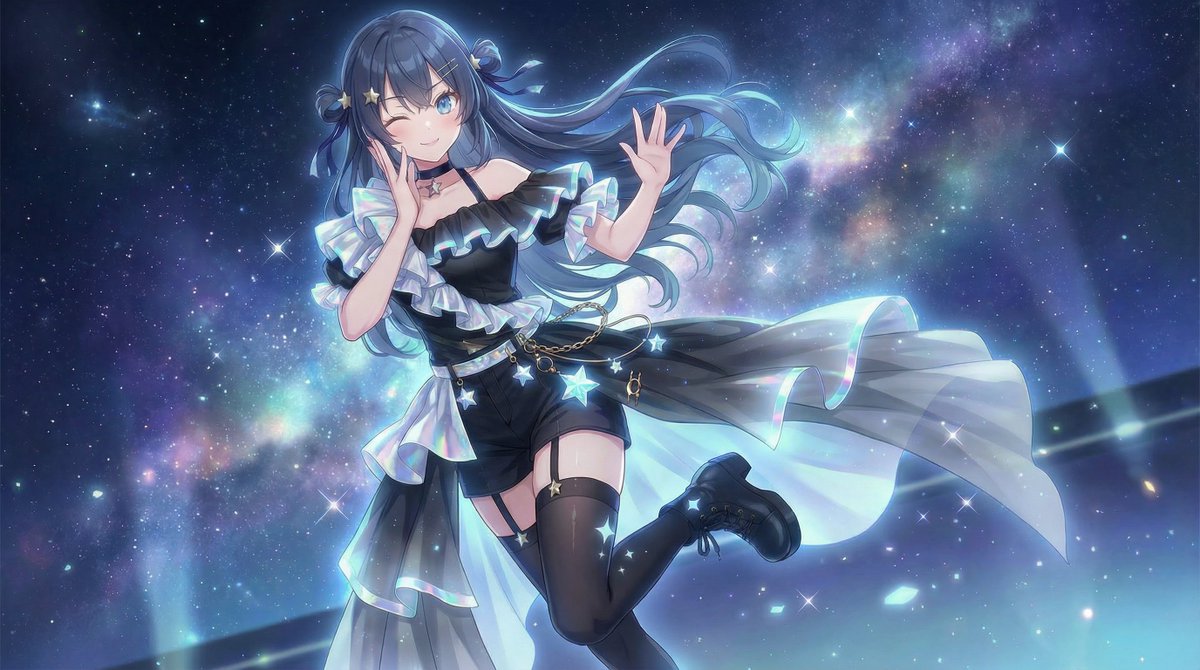 Glowing Asymmetrical Black Debut Outfit