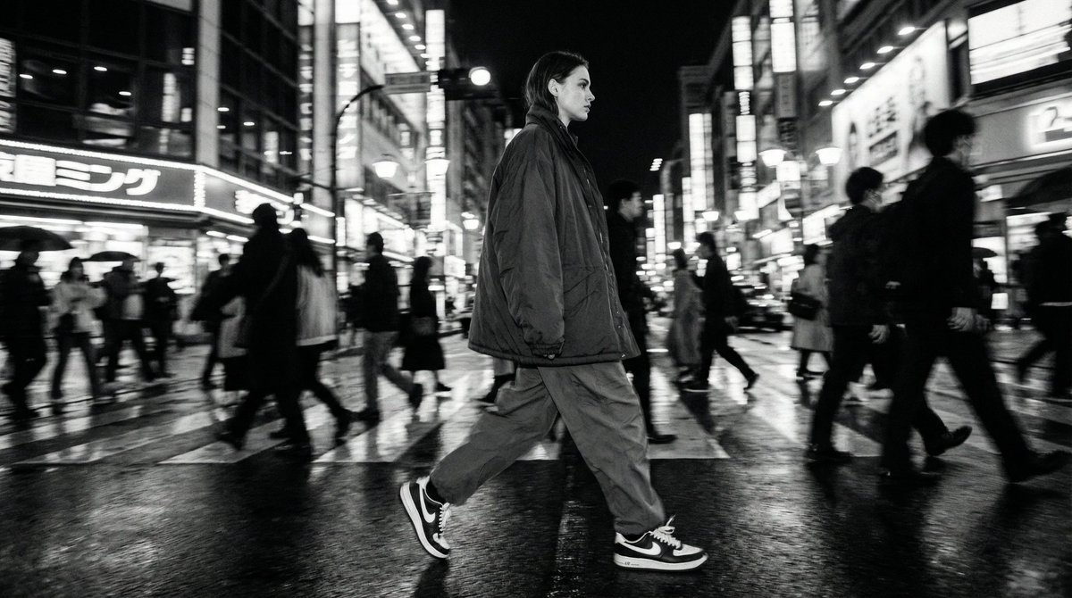 Cinematic B&W Street Fashion Motion