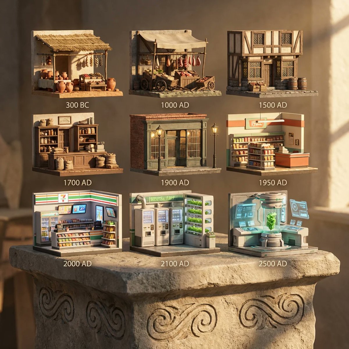 Tiny Grocery Shops Through Millennia