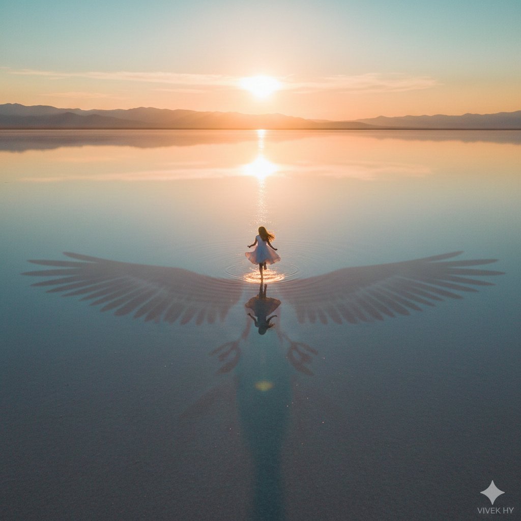 Chasing Sunrise With Winged Shadow