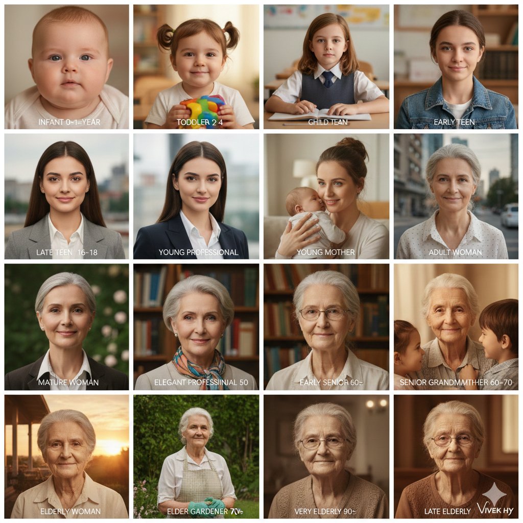 Woman's Life Age Progression