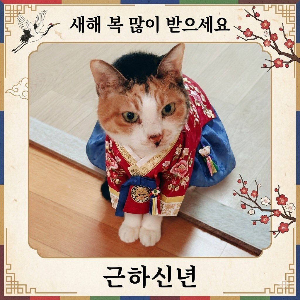 Cat in Hanbok New Year Card