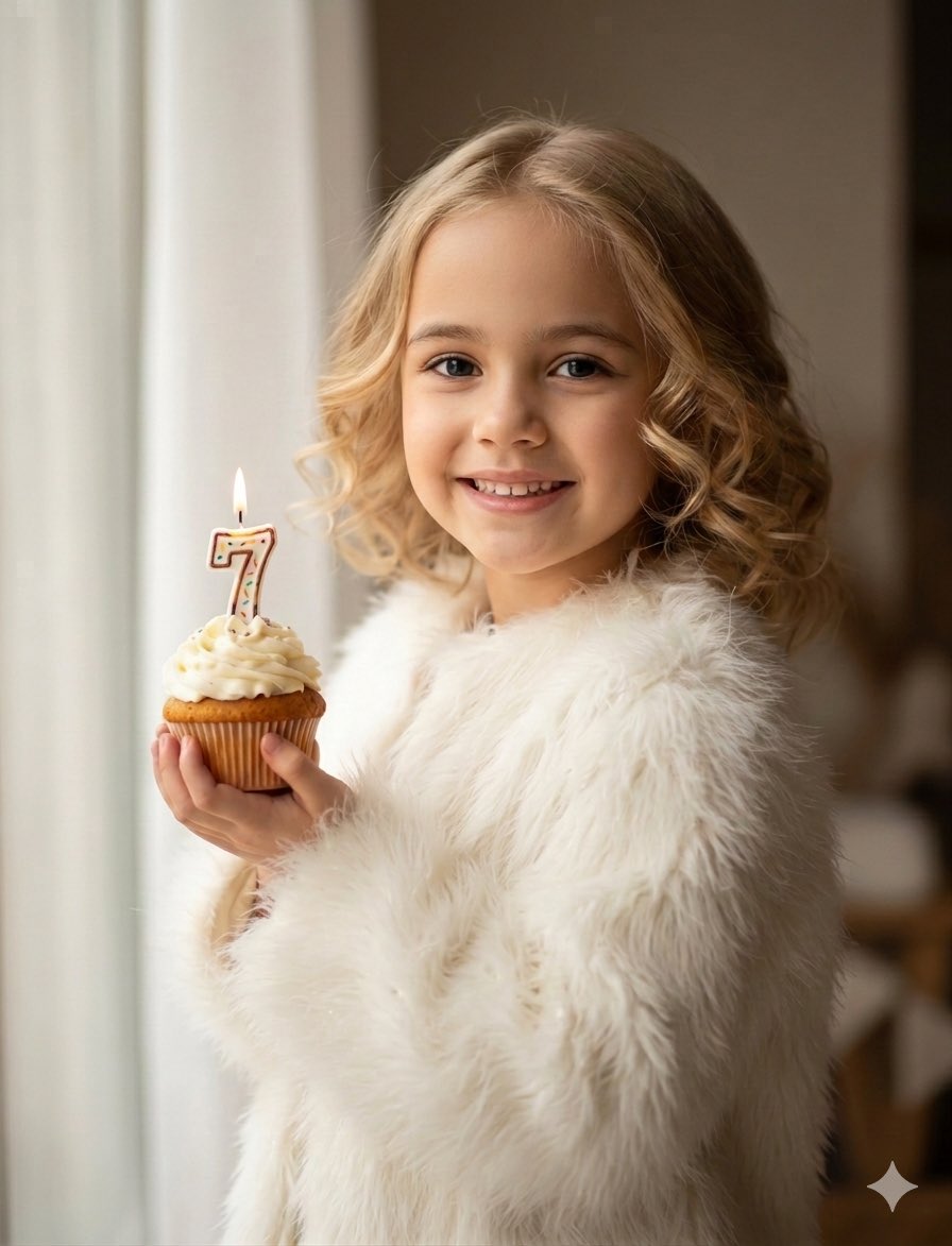 Girl in Faux Fur Birthday Portrait