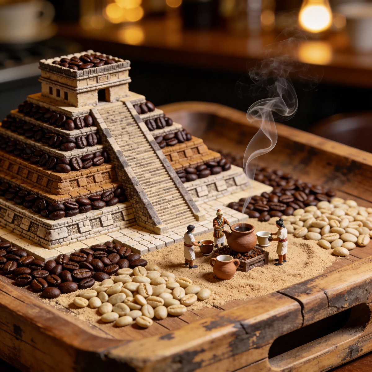 Coffee Bean Mayan Pyramid Miniature