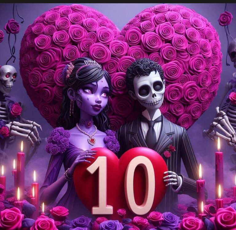 Gothic Heart with Corpse Bride Couple
