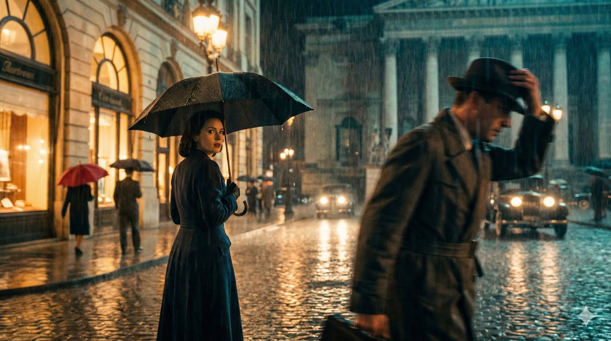 Moody Noir Rain Urban Scene