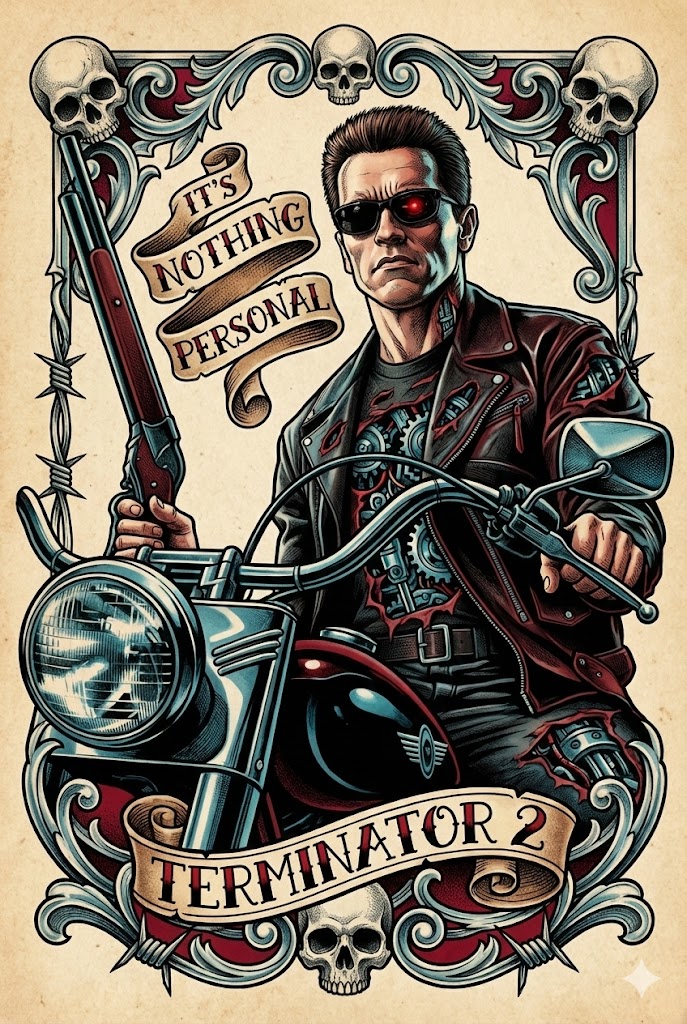 Neo-Traditional Mechanical Tattoo Flash