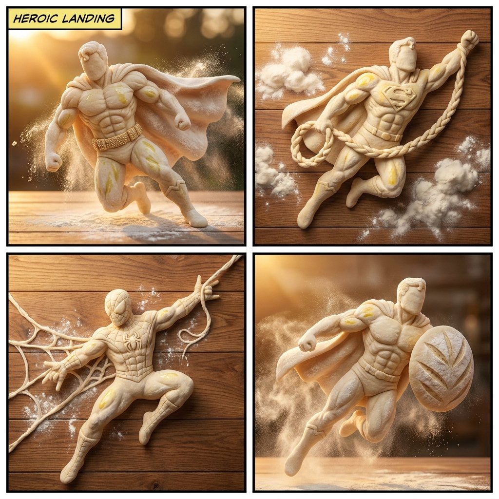 Dough Superheroes In Flight Art