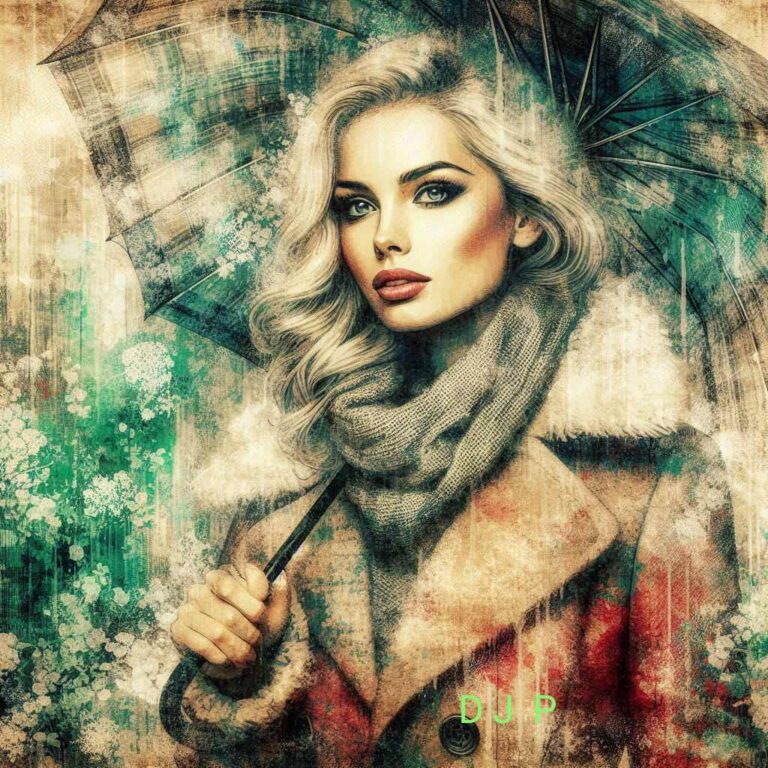 Hyper Detailed Grunge Woman with Umbrella