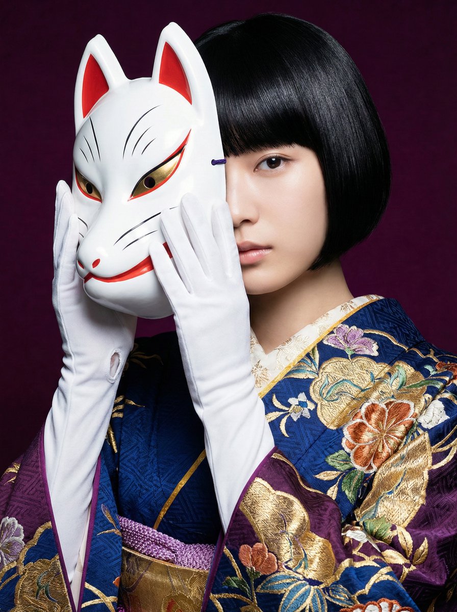 Japanese White Fox Lucky Messenger Design