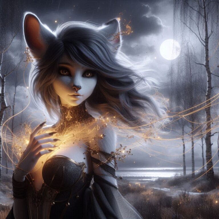 Gothic Fantasy Woman in Stormy Setting