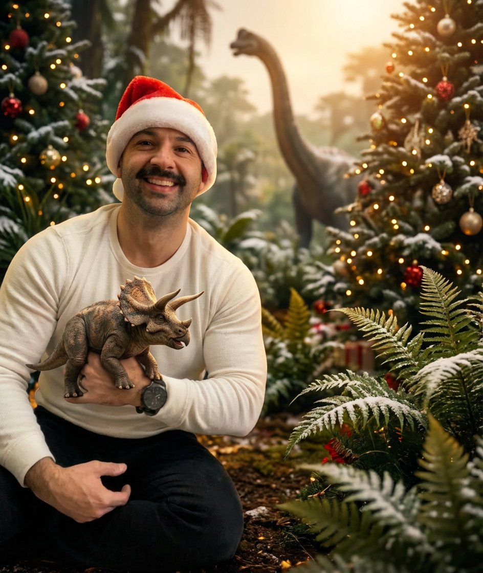 Jurassic Dinosaur Christmas Photo Edit
