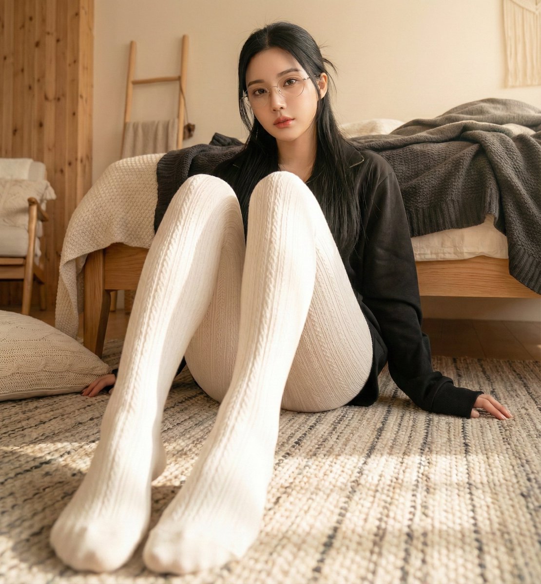 Cozy Bedroom Fashion Portrait