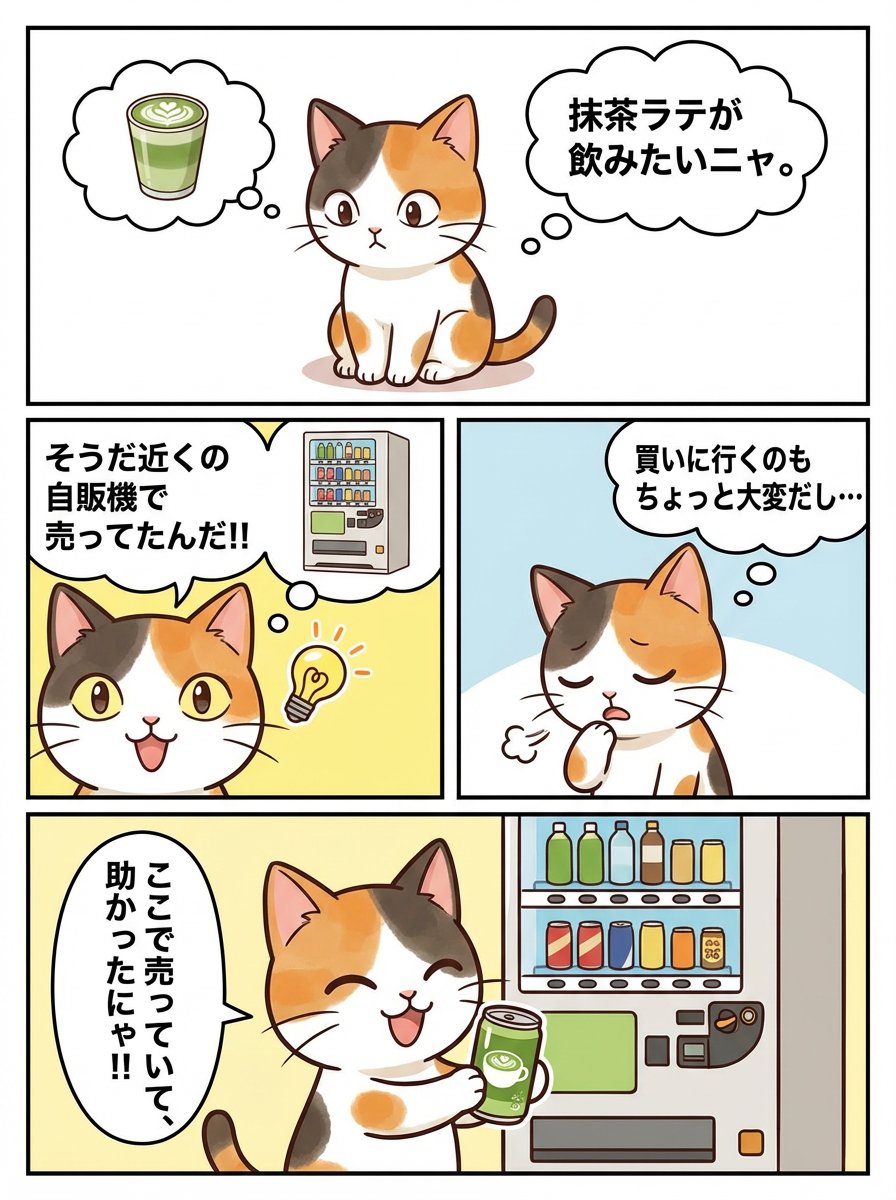 Cat's Matcha Latte Vending Machine Adventure