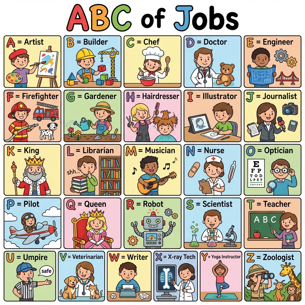 ABC Jobs Poster for Kids