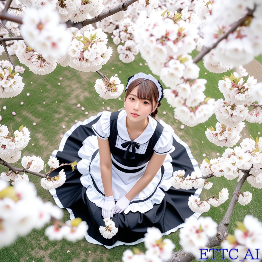 Maid Gazing at Cherry Blossoms