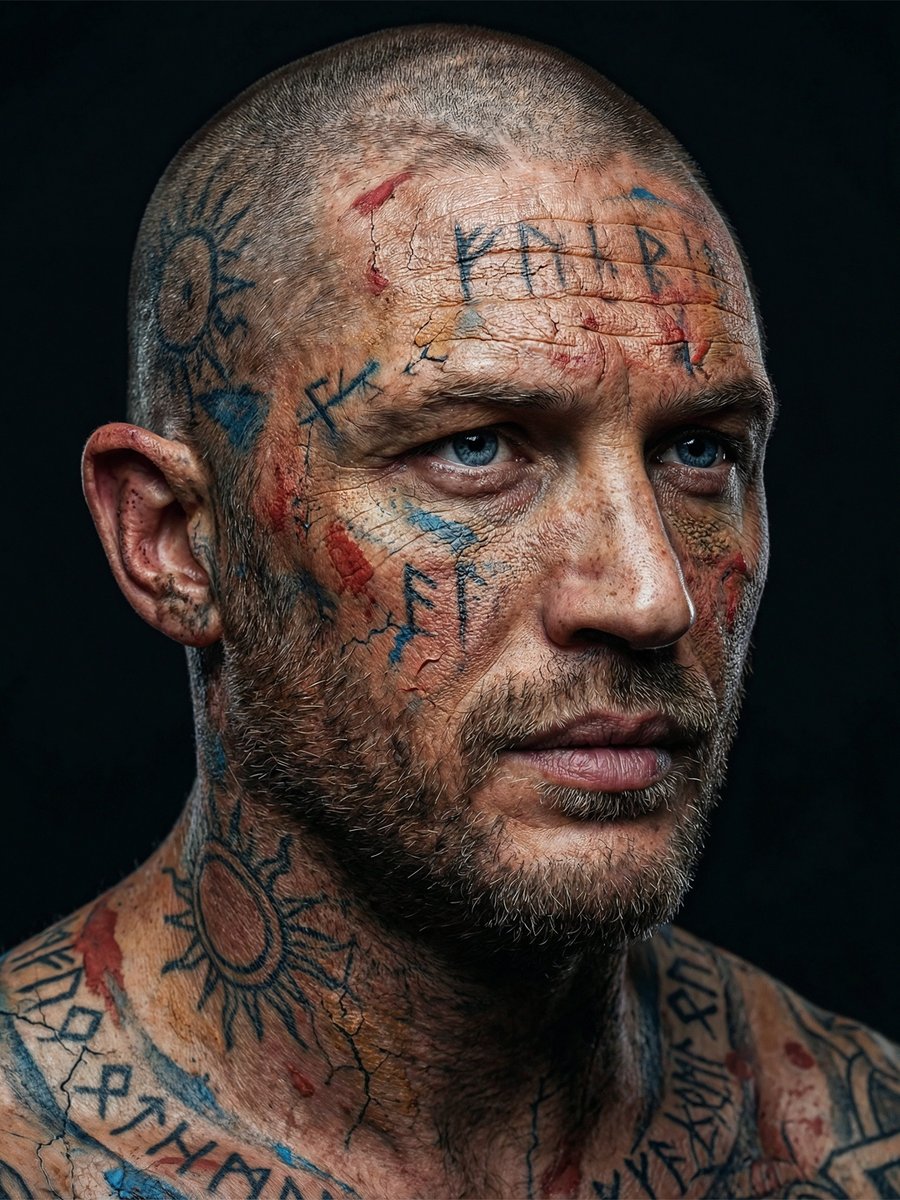 Viking Tattooed Man Portrait