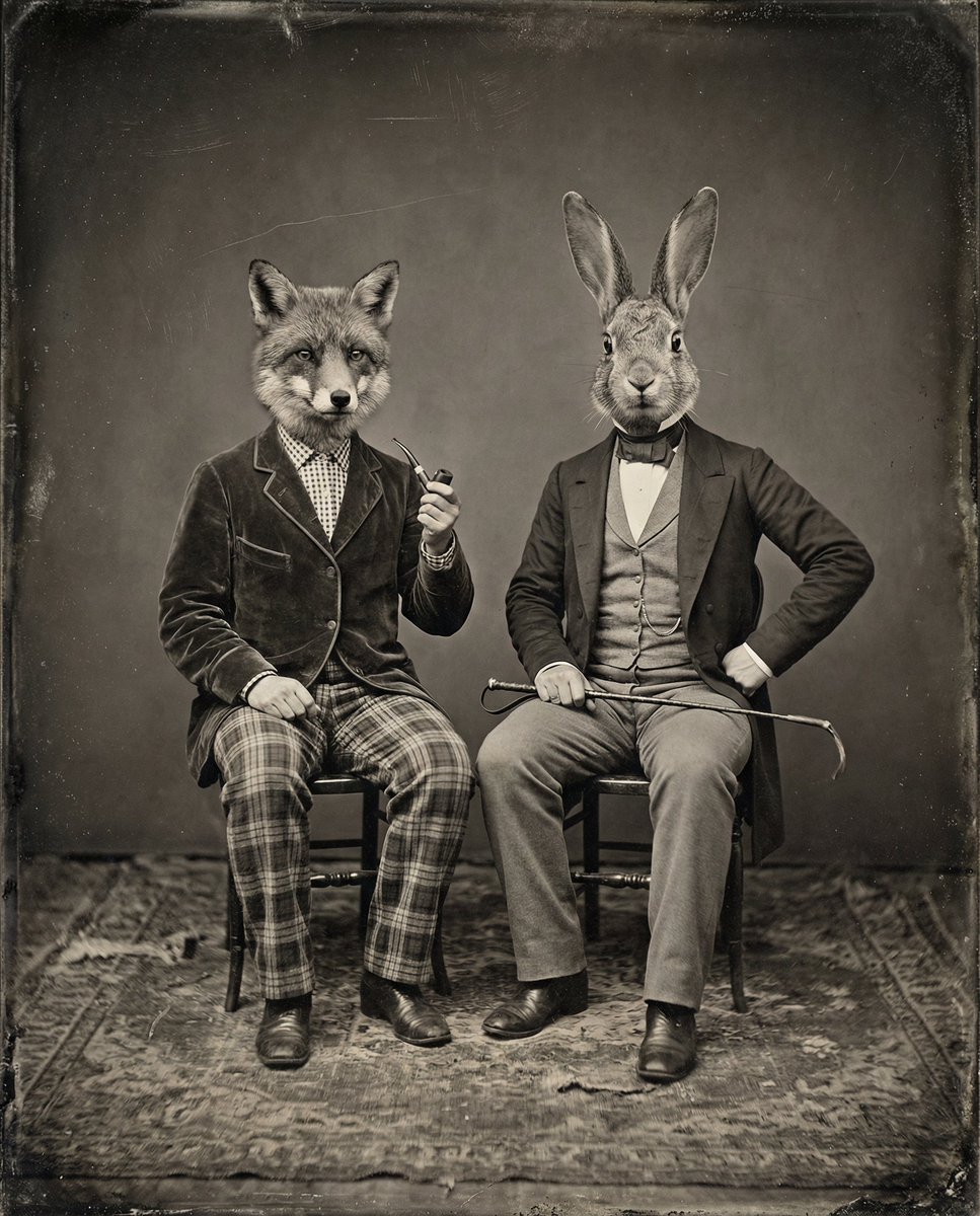 Vintage Victorian Animal Head Portrait