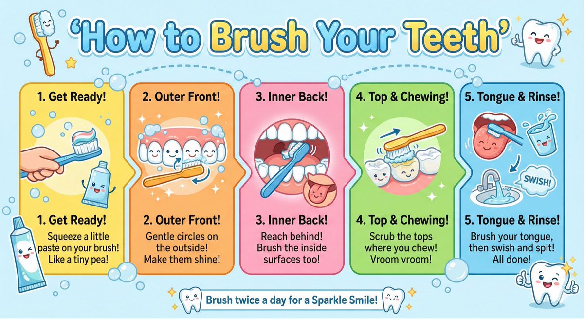 Kid-Friendly How to Brush Poster