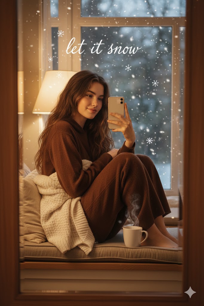 Cozy Winter Window Selfie