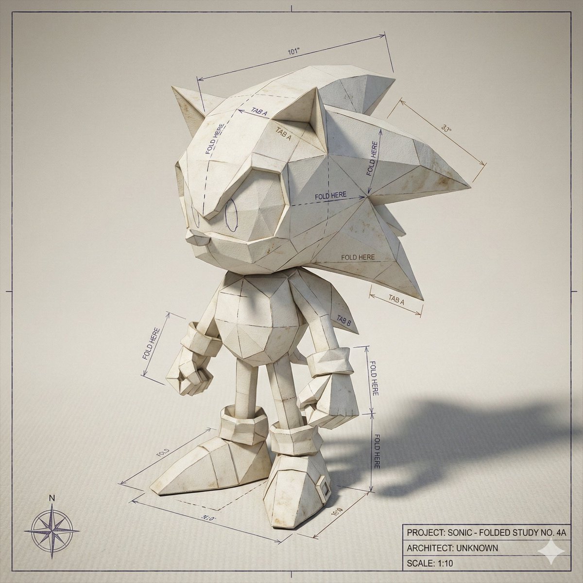 Hyper-Detailed Folded Paper Blueprint Art