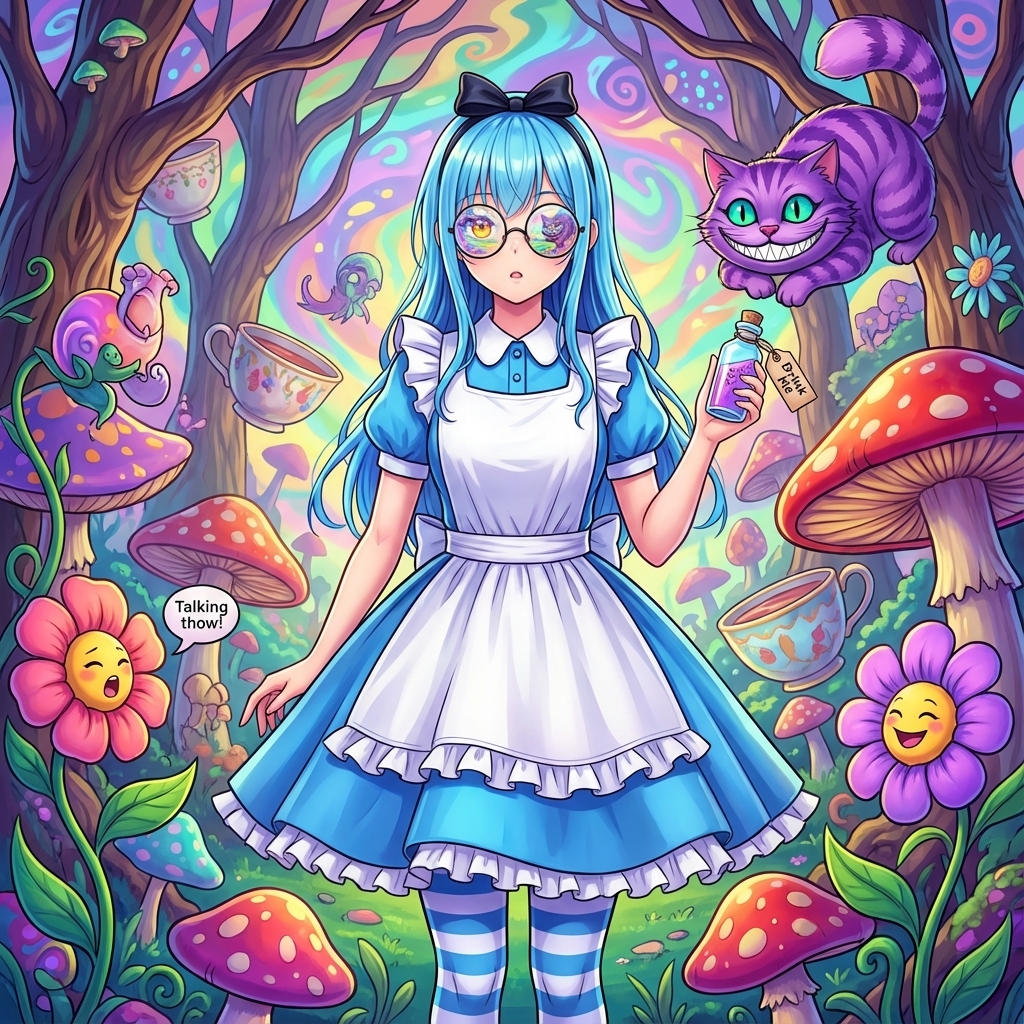 Wonderland Mushrooms and Cats