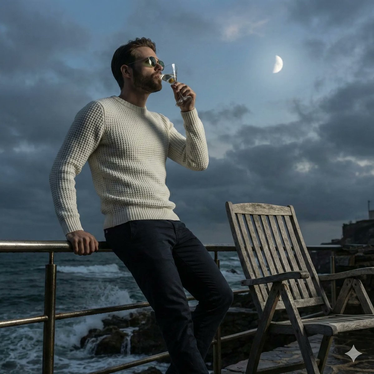 Melancholic Terrace Sip by Sea