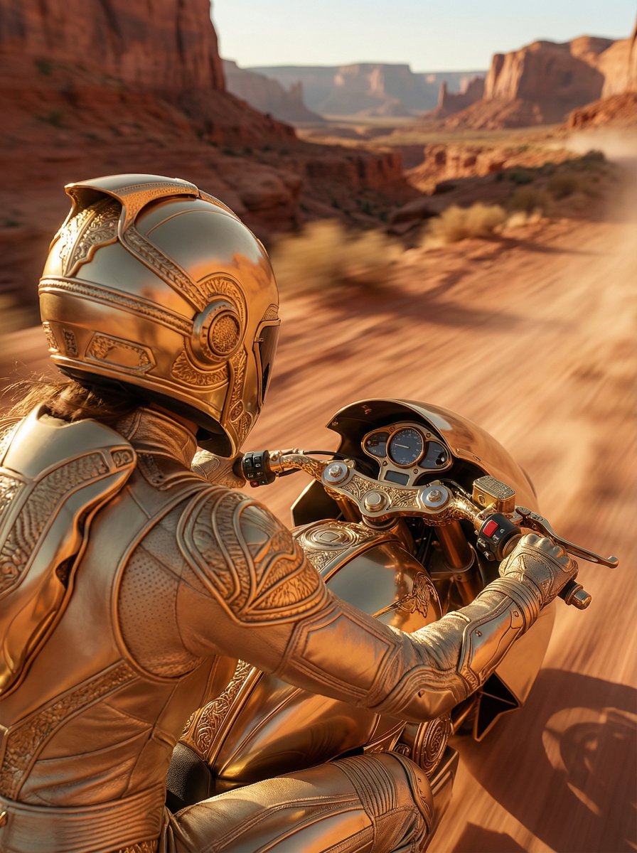 Golden Helmet Rider POV Shot