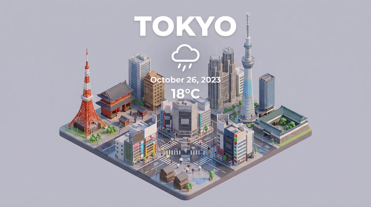 Isometric Miniature Cartoon City Scene